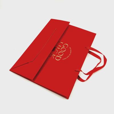 China Custom Luxury Recyclable Factory Boutique Retail Tote Bag Paper Bag Shopping Gift Paper Bag With Ribbon Handle for sale