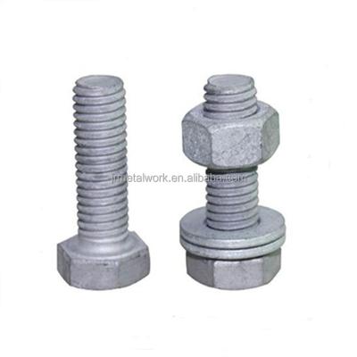 China Hot Dip Steel M30 M40 Guards 8.8 HDG Galvanized Hex Bolt And Nut With Washer DIN933 DIN934 for sale