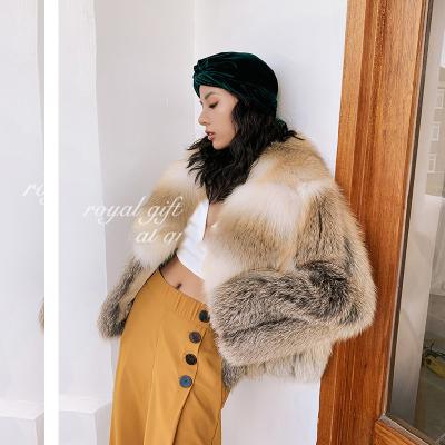 China 2021 Real Fox Fur Island Fox Anti-wrinkle Sale Short Fur Coat High-end Finnish Gold Fur Collar Warm for sale