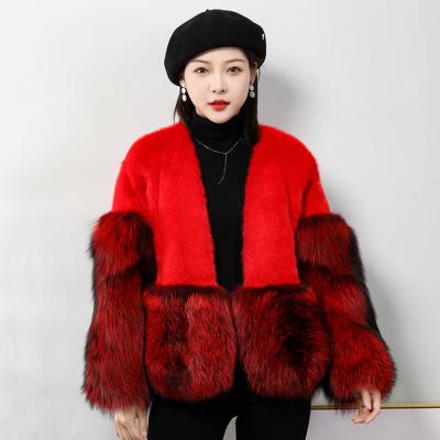 China 2021 new mink fur coat Anti-wrinkle 2021 youthful fashion all-match mink fur coat fox fur coat female short V-neck warm fur for sale