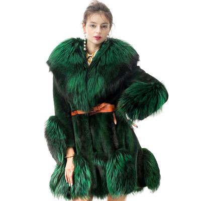 China New Imported Anti-wrinkle Mink Fur Coat Overall Mid Length Mink Fur Coat Female Fur Coat for sale