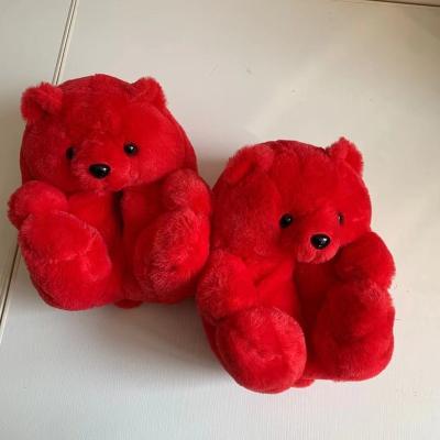 China Hot Fashion Trend Sale Fur Teddy Bear Slippers Plush Teddy Bear Slippers for sale