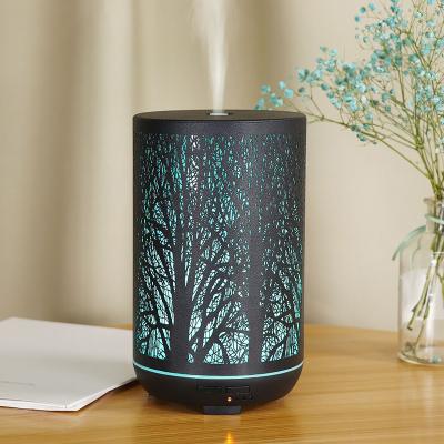 China Household 100ML Ultrasonic Iron Aromatherapy Essential Oil Diffuser 7 Led Light Silent Metal Aroma Diffuser for sale