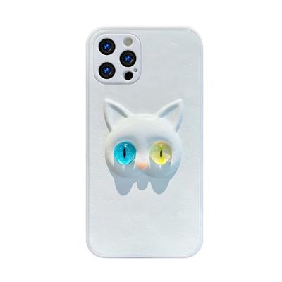 China 2021 New Cell Phone Accessories 3d Shockproof Solid White Cute Cat Silicone Cover For Apple iPhone 12 pro Max XR XS Max for sale