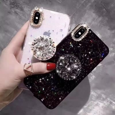 China Anti-fall for iPhone 12 Luxury Bling Diamond Glitter Mobile Cute Phone Cases for 12 pro 7 8 plus max with Ring Holder for sale