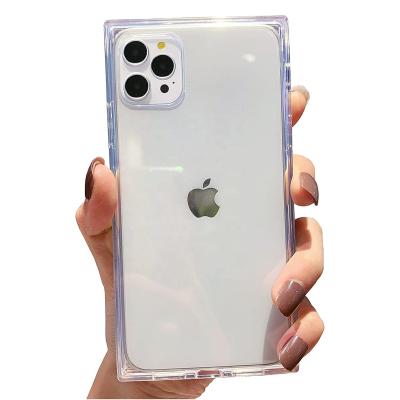 China Anti-fall Fashion Clear Square Phone Case Soft TPU Trunk Shockproof Cover For iPhone 12 11 Pro Xr Xs 8 7 Max Plus SE2 for sale