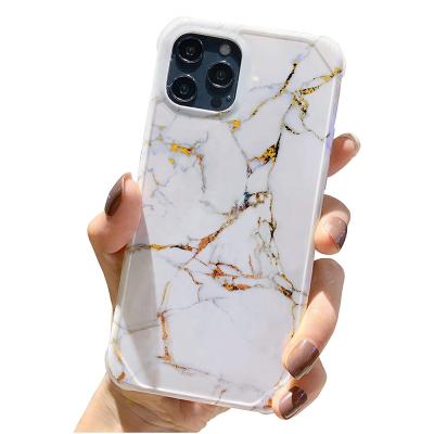 China Gold Marble Shockproof Fashion Phone Case with TPU Corners Raised Shockproof Cover for iPhone 12 11 pro max and Samsung S21 plus Note 20+ for sale