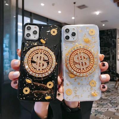 China 3D Silver Dollar Pattern TPU Shockproof Luxury Rotating Soft TPU Glitter Phone Case For iphone 13 plus max 12 11 pro x xs max xr 8 7 for sale