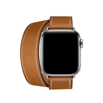 China For iWatch Band Replacement High Quality Double Strap Genuine Leather Watch Band For Apple Watch Band 38mm 40mm 42mm Long 44mm For iWatch 4 Series 7 Se 6 5 for sale