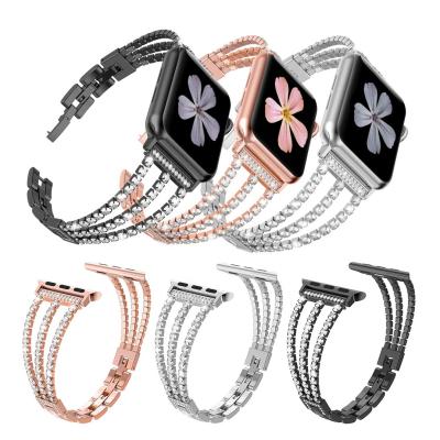 China For iWatch Band Replacement Fashion Bling Stainless Steel Women Strap For Apple Watch Band 38mm 42mm Diamond Metal Strap For iWatch 7 Series Se 6 5 4 3 for sale