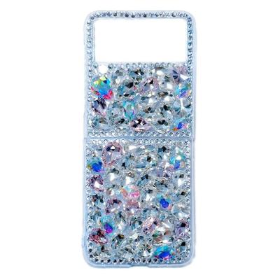 China Luxury Shockproof 3D Rhinestone Phone Case Women Girls Bling Diamond Clear Bumper Cover For Samsung Z Flip 3 for sale