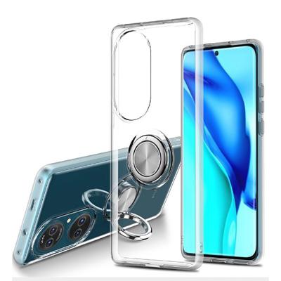 China Anti-fall For Huawei P50 pro Kickstand Case Finger Ring Holder 360 Clear Rotating Holder TPU Mobile Phone Case Cover For Huawei P40 P30 for sale