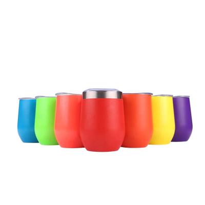 China Viable Wholesale Sublimation Stainless Steel Straight Egg Vacuum Tumbler 12oz Insulated Vacuum Egg Shape Mugs Wine for sale