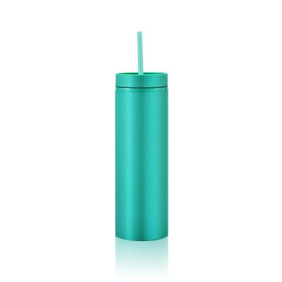 China New arrivals PORTABLE free shipping plastic tumblers 16 oz plastic straw tumbler matte cup with lids for sale