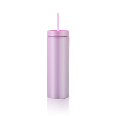 China Matte Pastel Colored Acrylic Tumblers PORTABLE With Lids 16oz Plastic Tumblers Reusable Cup DIY Gifts for sale