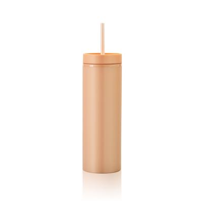 China PORTABLE USA Store 16oz Double Wall Eco Friendly Cold Lean Drinks Plastic Tumbler Cup With Lids And Straws for sale