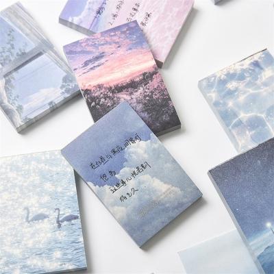 China Beautiful Self Adhesive Sky Series Landscape Notepad Memo Pad Without Glue for sale