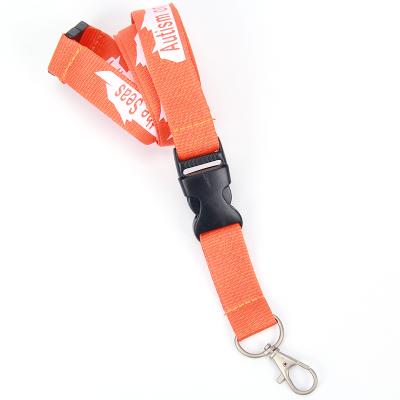 China Custom Polyester Lanyard Buckle Polyester Security Silk Screen Printed Lanyard With Metal Hook for sale