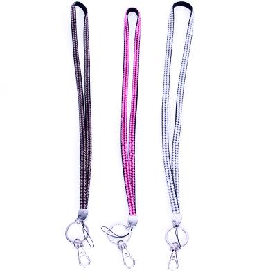 China Wholesale Hot Selling New Fashion PU Design Custom Rhinestone Lanyard Crystal Card Holder Lanyard for sale