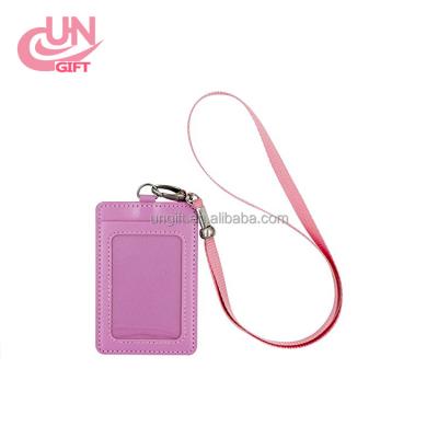 China 2021 New Promotional Gift 5 Colors ID Card Holder Leather Lanyard for sale