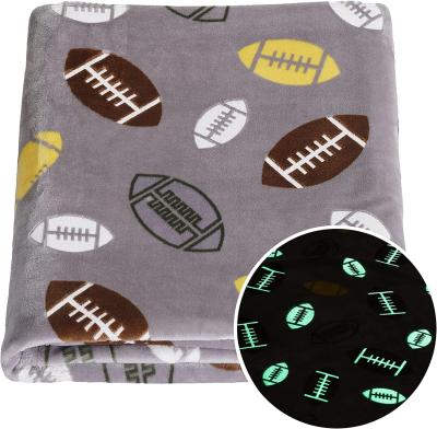 China Anti-Pull Brown Football Pattern Cozy Warm Cute Baby Blankets Glow In The Dark for sale