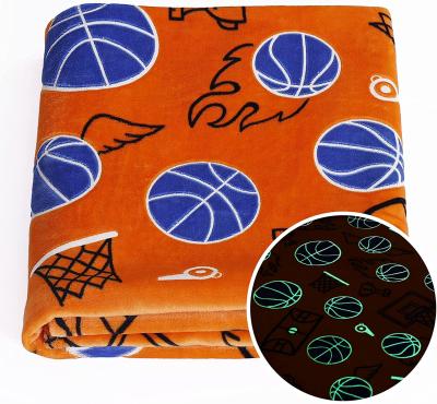 China Orange Pattern Baby Anti-Pull Cozy Warm Cute Basketball Blankets Glow In The Dark for sale