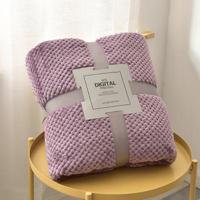 China Purple Anti-Pull 300GSM Stream Super Soft And Comfortable Waffle Weave Pattern Plush Blanket for sale