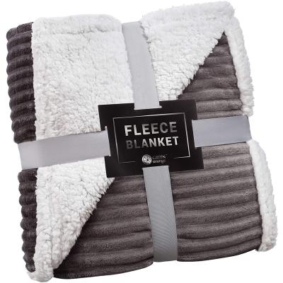 China Gray Dark Lightweight Fluffy Reversible Anti-Static Plush Tape Sherpa Fleece Throw Blanket For Bed Sofa Couch for sale