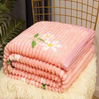 China PORTABLE Wholesale Custom Cozy Picnic Kids Strip Drawing Plain Flannel Blankets for sale