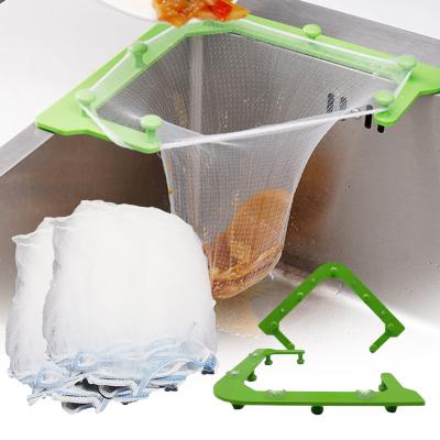 China Viable Kitchen Sink Leftovers Filter Mesh Garbage Bag Triangle Net Hanging Anti-Clog Rack Sink Drain Hole Waste Strainer Drainage for sale