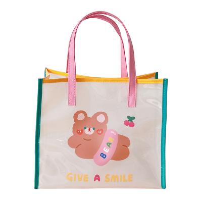 China Cartoon bear fashion small girl summer jelly shoulder bag beach bag transparent waterproof student travel handbag for sale