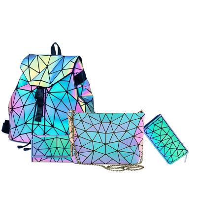 China Fashion Bright Geometric Holographic Top Handle Woman Handbag for sale