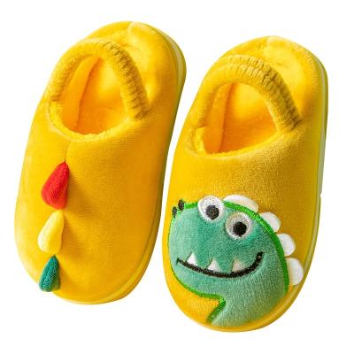 China ZHUBABA Cute Fashion Dinosaur Cartoon Thermal Children's Plush Cotton Indoor Slippers Winter Wholesale Warm for sale