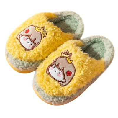 China ZHUBABA Thermal Children's Cartoon Boys And Girls Home Warm Indoor Plush Cotton Cute Color Matching Slippers Wholesale for sale