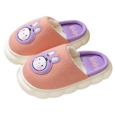 China Wholesale ZHUBABA Children's Thermal Winter Slippers Dinosaur Rabbit Weam Cute Home Original Cartoon Comfortable Fur for sale