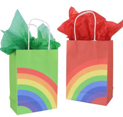 China Recycled Materials Hot Sale Custom Printed Rainbow Kraft Paper Bag for sale