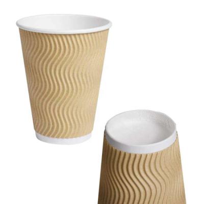 China Disposable Hot Selling Kraft Paper Ripple Wallpaper Disposable Coffee Cups for sale