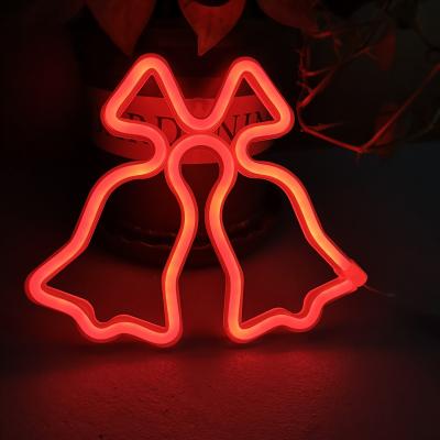 China Manufacturer Drop Shipping Popular Christmas Bell Lamp Neon Table Decorations Easy Installation Night Neon Lamp for sale