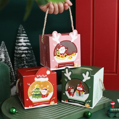 China Recycled Materials ZL Materials Holiday Design Chocolate Candy Toy Apple Kids Portable Christmas Eco Friendly Custom Gift Box With Window And Rope for sale