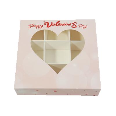 China 9 Grids Handmade Valentine's Day Holiday Artisan Candy Paper Box Pick and Mix Dessert Boxes with Clear Window for sale