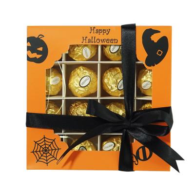 China Handmade Chocolate Sweet Macaron Candy Packaging Holiday Halloween Box Window Favor Decoration Paper Boxes With Insert for sale