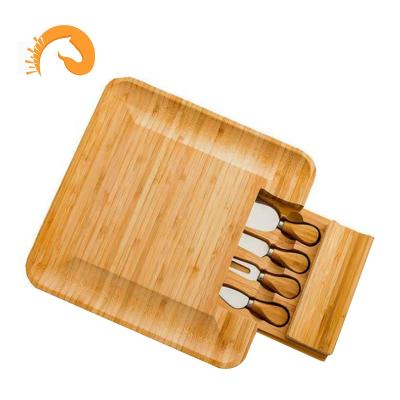 China China Bamboo Cheese Square Set Drawer Stainless Steel Cutlery Creative Kitchen Cutting Board for sale