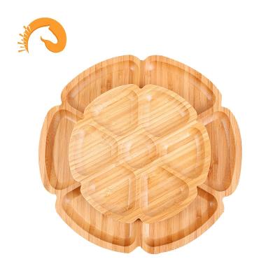 China Wholesale Japanese Bamboo Sushi Tray Seven Round Fruit Pastry Wooden Multifunctional Durable Creative Dish for sale