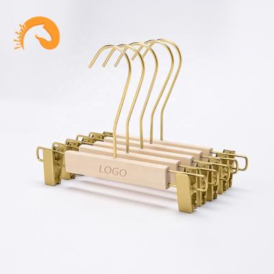 China Commercial Anti-skid Pants Clips Natural Wood Trouser Clips Hangers Support LOGO Custom With Factory Price for sale