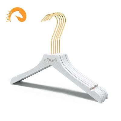 China White Easy Hangers For Clothing Stores Hangers Commercial Custom Wooden Clothes Racks Special Solid Wood Adult Skid Proof Wholesale for sale