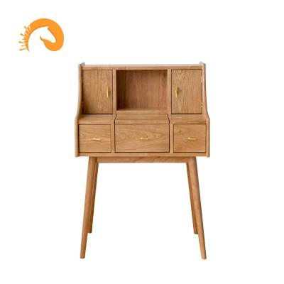 China Dressing Table Multifunctional Nordic Style Solid Cherry Wood Wood Make Up Small Modern Table Household Bedside Cabinet Computer Desk Furniture for sale