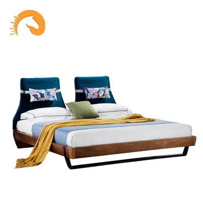 China 2020 New Design PANEL Classic Home Living Latest Modern Home King Size Platform Wooden Slat Support Bed for sale