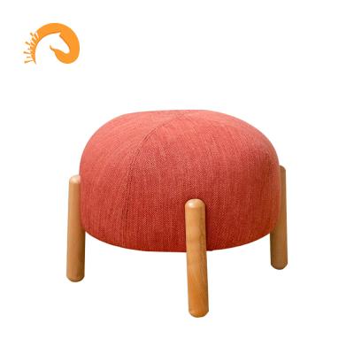 China Movable modern living room dining room contracted portable round sofa stool low stools household velvety wood foot stool for sale