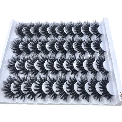 China Long Natural False Eyelashes Wholesale 20 Pairs 3D Mink Lashes Fluffy Volume Fake Eyelashes Bulk Cross Eye Dramatic Tapered Lashes for sale