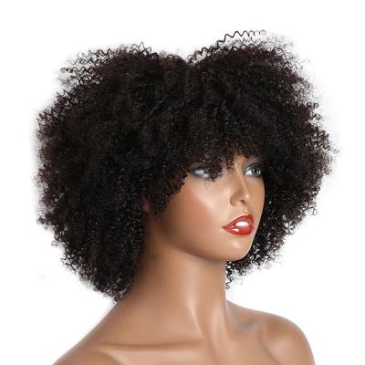 China Wholesale Mongolian Kinky Curly Human Hair Virgin Wig Machine Made Full Curl Wig For Colored Women Remy Afro Kinky Curly Wigs for sale